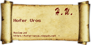 Hofer Uros névjegykártya